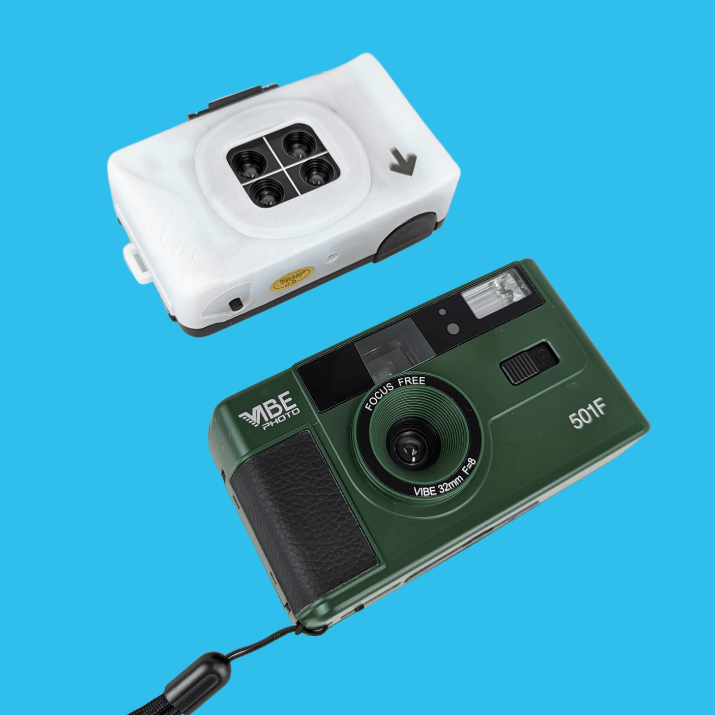 35mm Film Camera Bundle Reusable - Green Vibe And Lomography Four Lens Camera