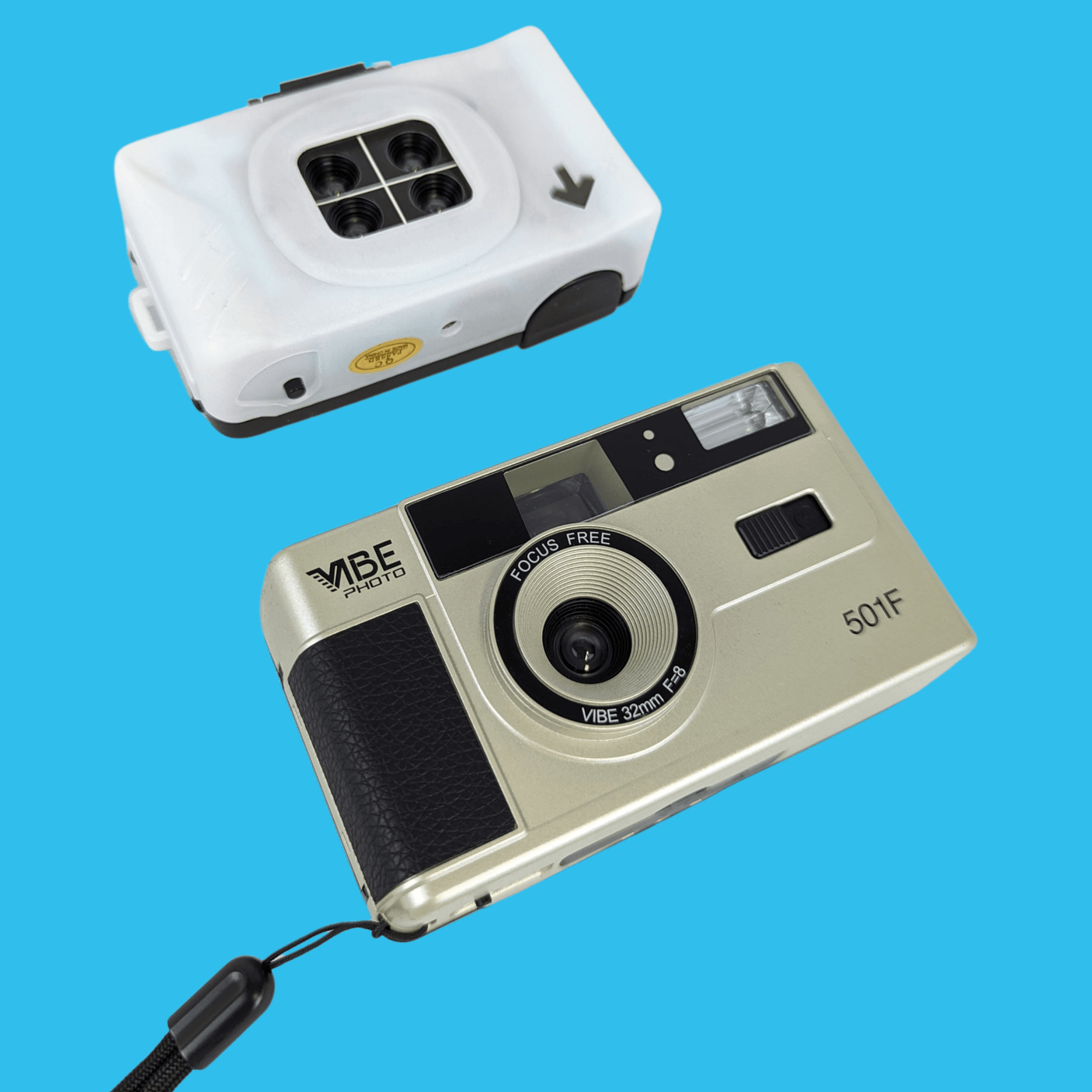 35mm Film Camera Bundle Reusable - Silver Vibe And Lomography Four Lens Camera