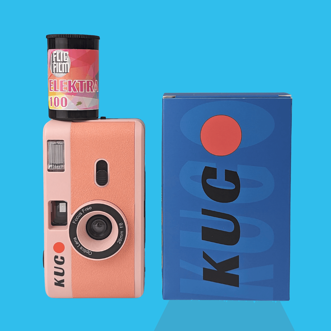 35mm Film Camera Reusable Starter Pack with Flash and 1 x 35mm Film - Pink KUGO