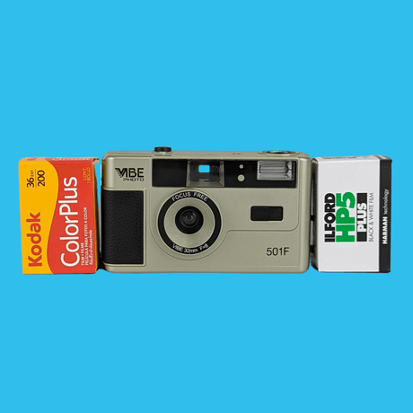 35mm Film Camera Reusable Starter Pack with Flash and 2 x 35mm Film