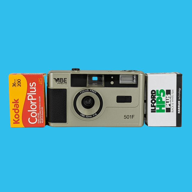 35mm Film Camera Reusable Starter Pack with Flash and 2 x 35mm Film