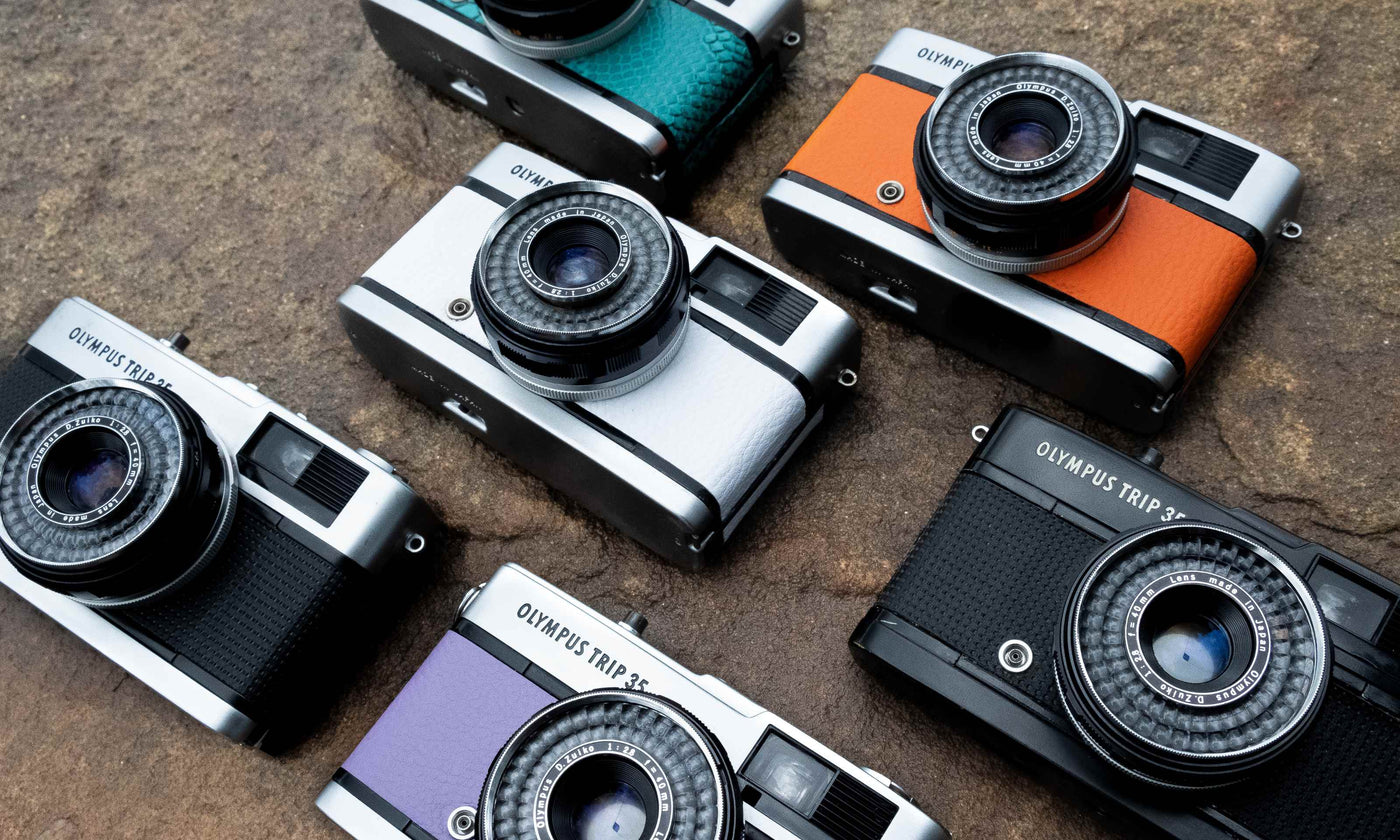 Olympus trip 35 vintage camera grouped collection of cameras
