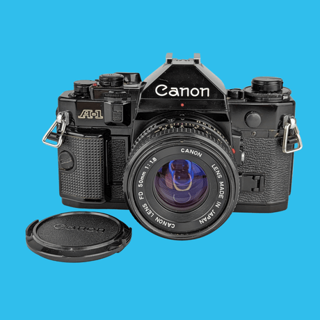 Canon A-1 Vintage SLR 35mm Film Camera with f/1.8 50mm Prime Lens