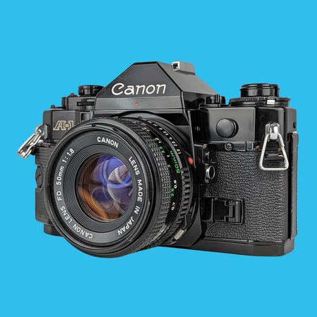 Canon A-1 Vintage SLR 35mm Film Camera with f/1.8 50mm Prime Lens