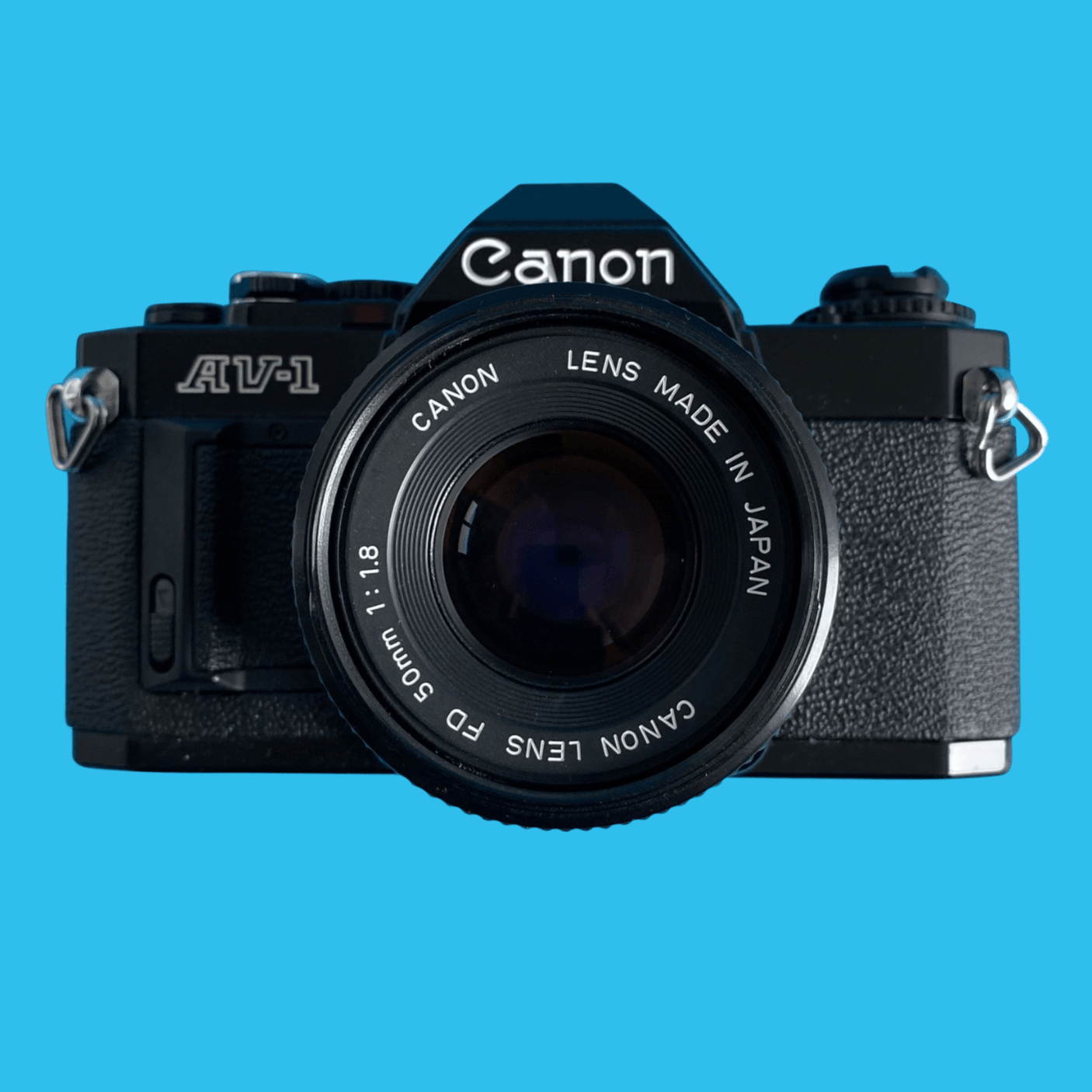 Canon AV 1 Black Vintage 35mm SLR Film Camera with Prime 50mm Lens