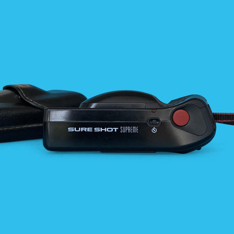 Canon Sure Shot Supreme 35mm Film Camera Point and Shoot with Black Leather Canon Case and ORIGNAL BOX