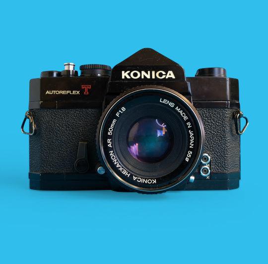 Konica Autoreflex T Vintage SLR 35mm Film Camera with Konica f/1.8 50mm Lens