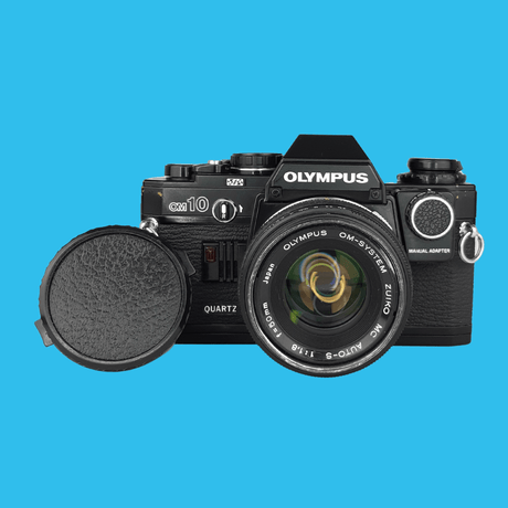 Olympus Black OM-10 RARE Vintage SLR 35mm Film Camera with f/1.8 50mm Prime Lens