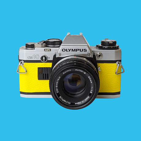 Olympus OM10 Yellow Leather Vintage 35mm Film Camera w/ F/1.8 50mm Lens