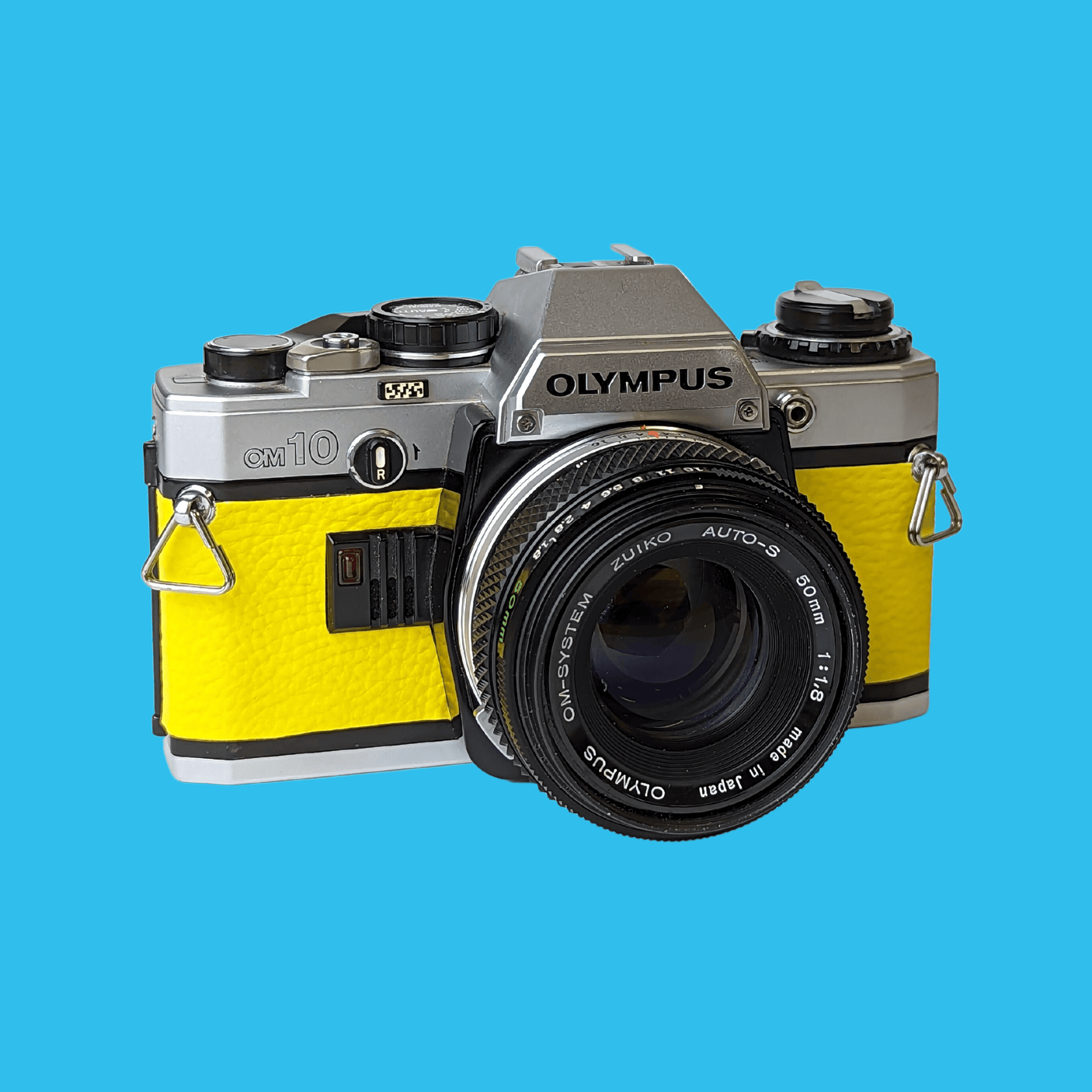 Olympus OM10 Yellow Leather Vintage 35mm Film Camera w/ F/1.8 50mm Lens