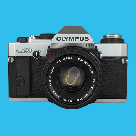 Olympus OM20 Vintage SLR 35mm Film Camera with f/1.8 50mm Prime Lens