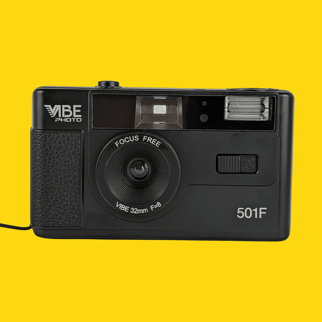 Retro VIBE 35mm Film Camera Reusable Point And Shoot - Black