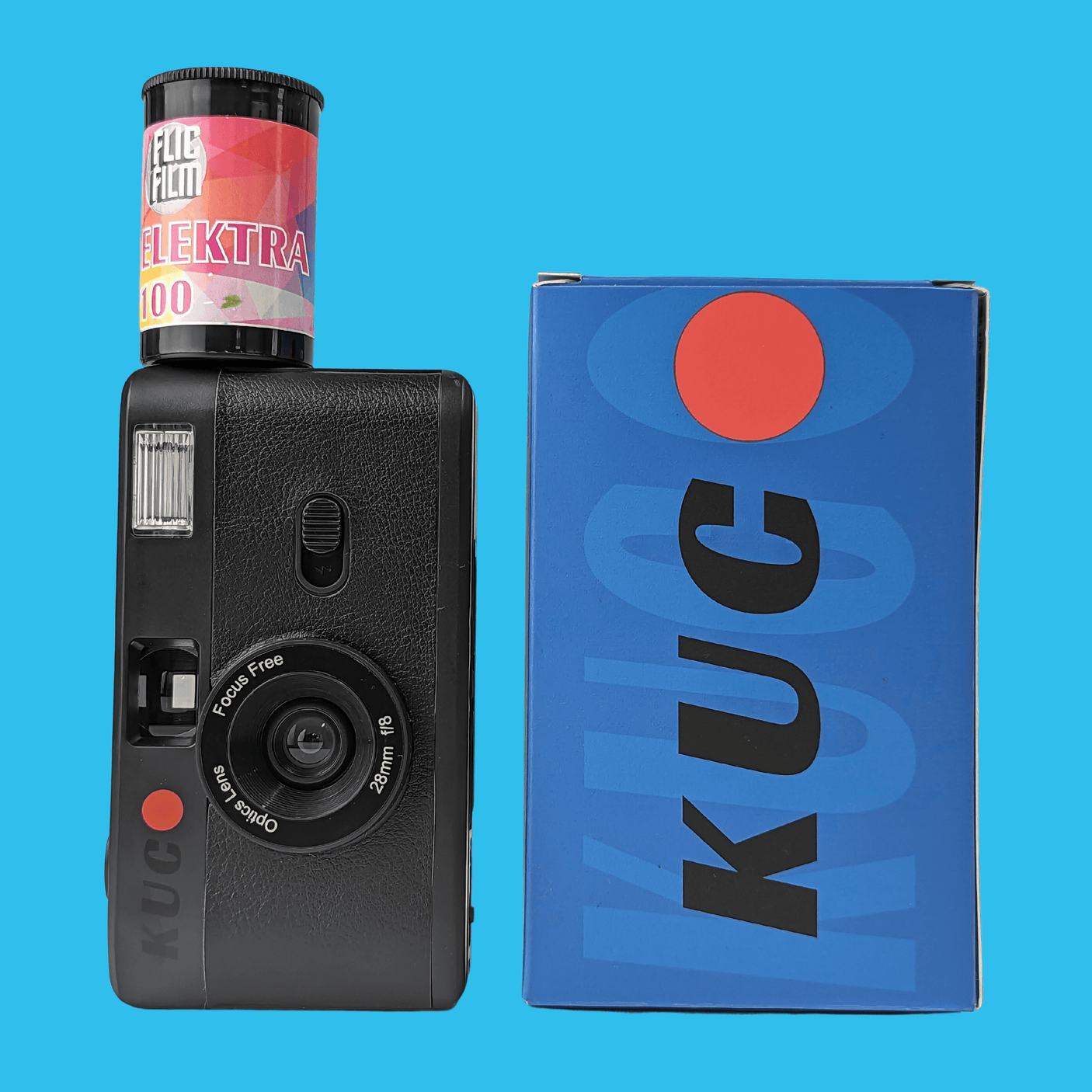 35mm Film Camera Reusable Starter Pack with Flash and 1 x 35mm Film - Black KUGO