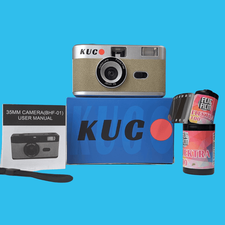 35mm Film Camera Reusable Starter Pack with Flash and 1 x 35mm Film - Silver KUGO
