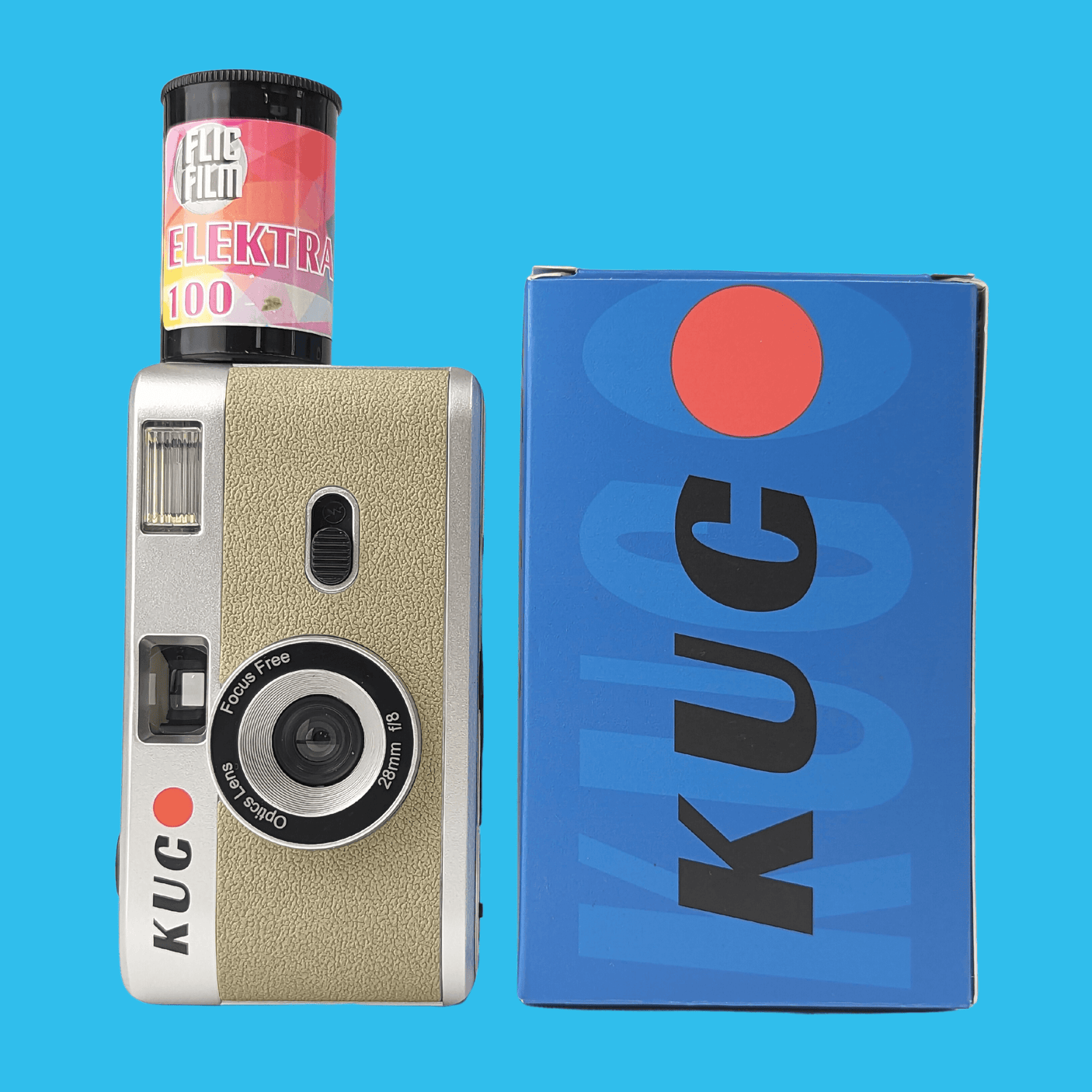 35mm Film Camera Reusable Starter Pack with Flash and 1 x 35mm Film - Silver KUGO