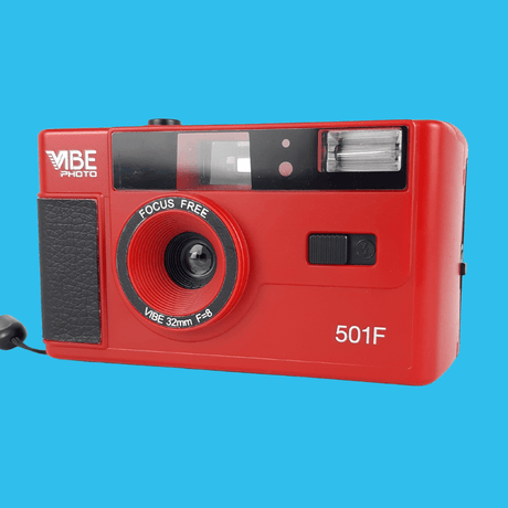 35mm Film Camera Reusable Starter Pack with Flash and 2 x 35mm Film - Red Vibe