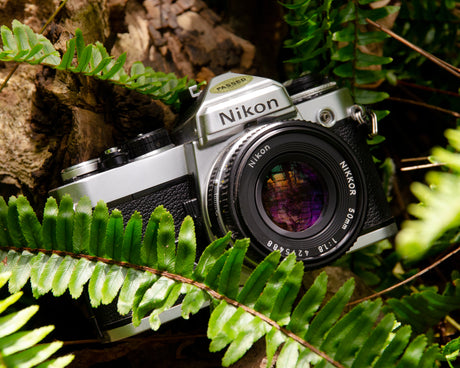 Nikon FE (Silver) 35mm SLR Film Camera With Nikkor 50mm F1.8 Lens. Film Camera Store.