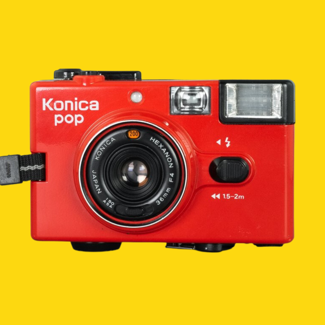 Konica POP Red Cámara de película de 35 mm Apunte y dispare