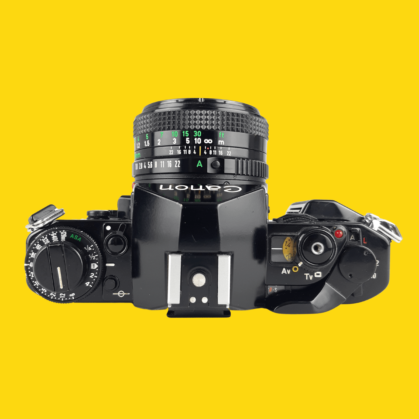 Canon A-1 ビンテージ SLR 35mm フィルム カメラ、f/1.8 50mm プライム