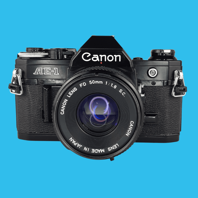 Canon AE-1 Black 35mm SLR Film Camera with Canon Prime Lens