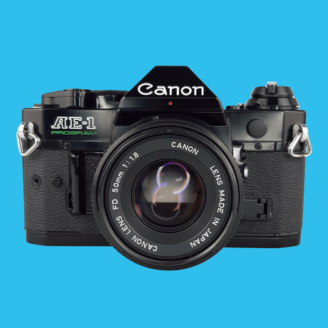 Canon AE-1 Program BLACK 35mm SLR Film Camera with Canon Prime Lens
