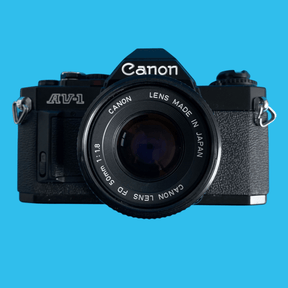 Canon AV 1 Black Vintage 35mm SLR Film Camera with Prime 50mm Lens