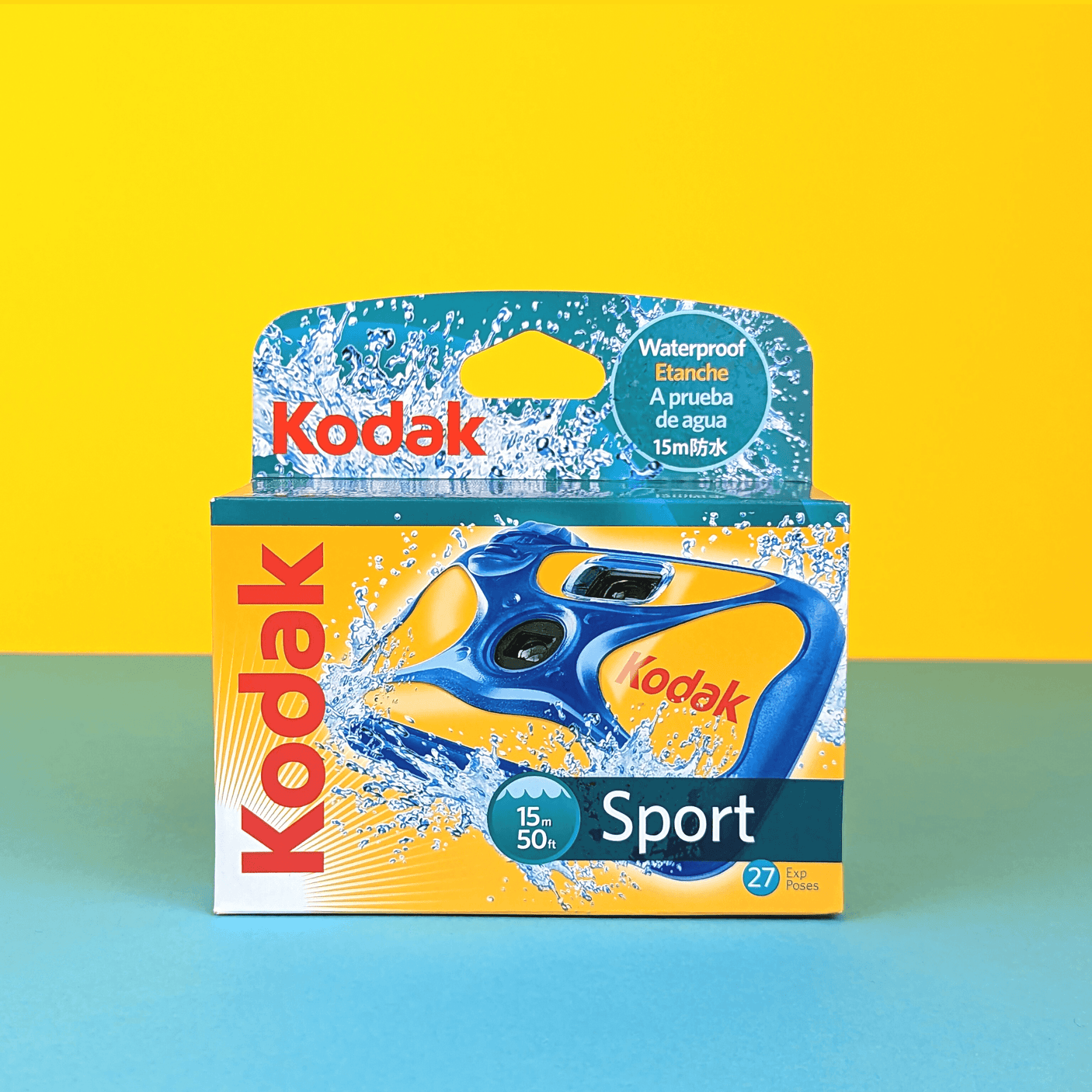 Cámara desechable Kodak Sport azul/amarilla