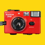 Konica POP Red 35mm Film Camera Point and Shoot