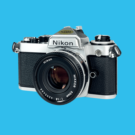 Nikon FE (Silver) 35mm SLR Film Camera With Nikkor 50mm F1.8 Lens