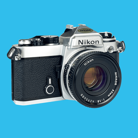 Nikon FE (Silver) 35mm SLR Film Camera With Nikkor 50mm F1.8 Lens