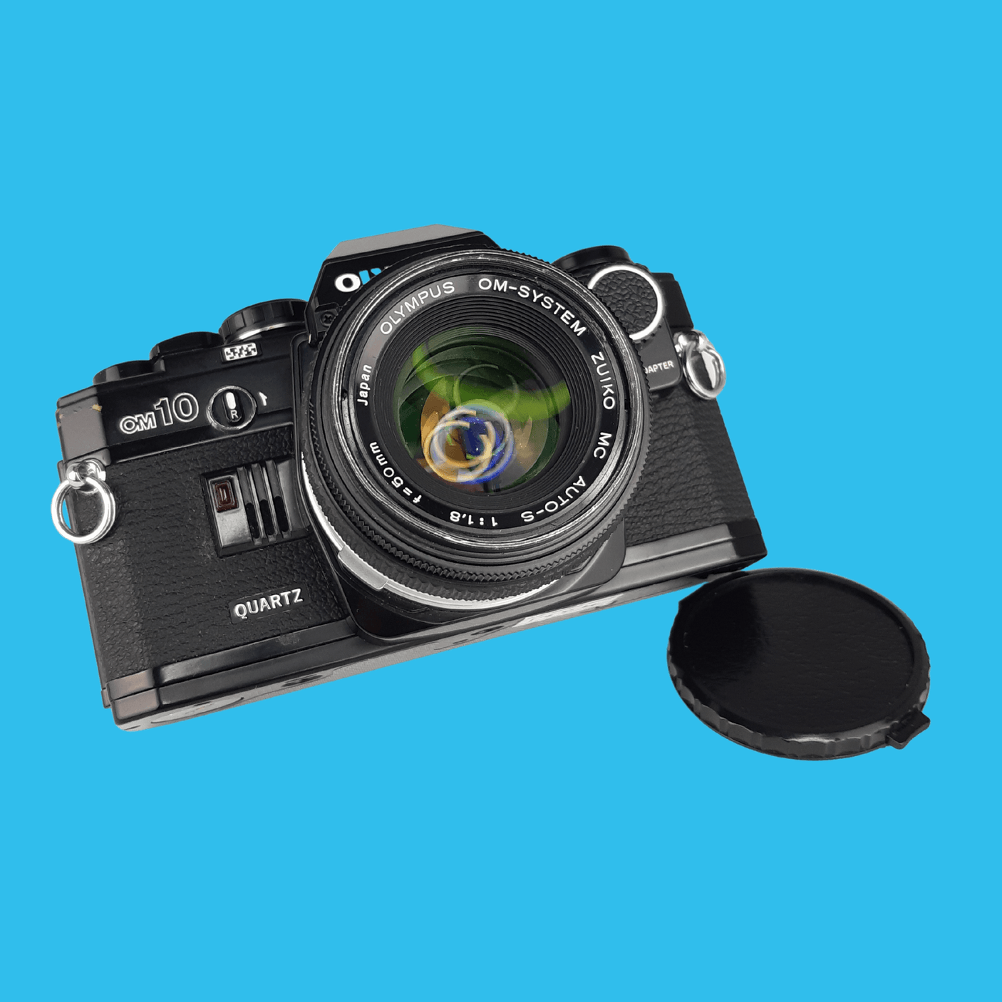 Olympus Black OM-10 RARE Vintage SLR 35mm Film Camera with f/1.8 50mm Prime Lens