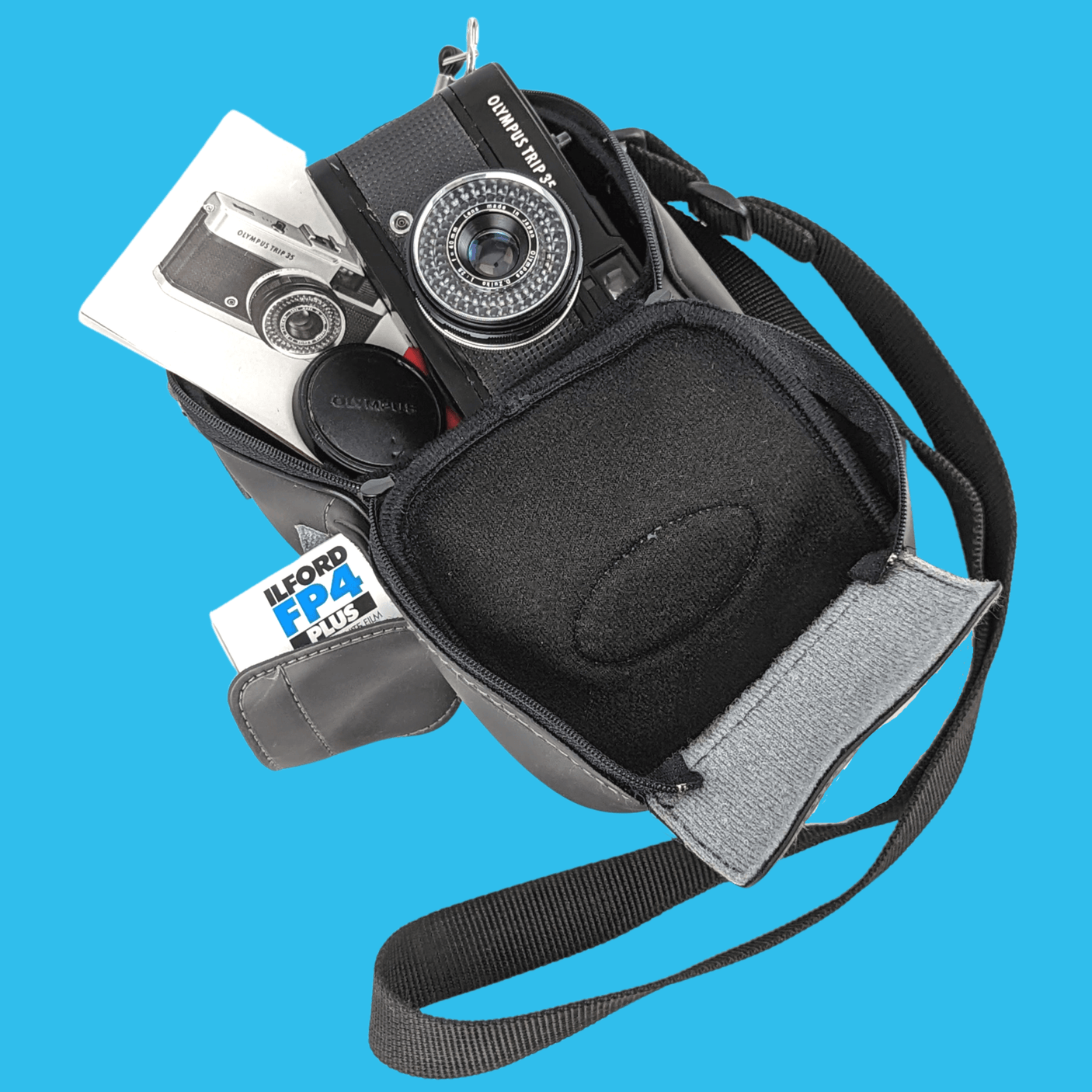 Olympus Grey Leather Camera Bag Film Camera Store