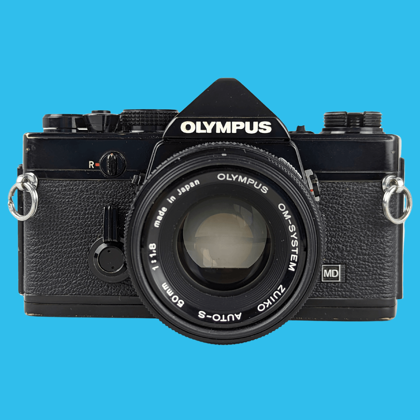 Olympus OM 1 Black Vintage 35mm SLR Film Camera with f/1.8 50mm Prime Lens