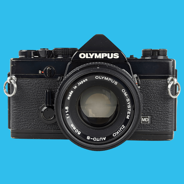 Olympus OM 1 Black 35mm SLR Film Camera with f/1.8 50mm Prime Lens