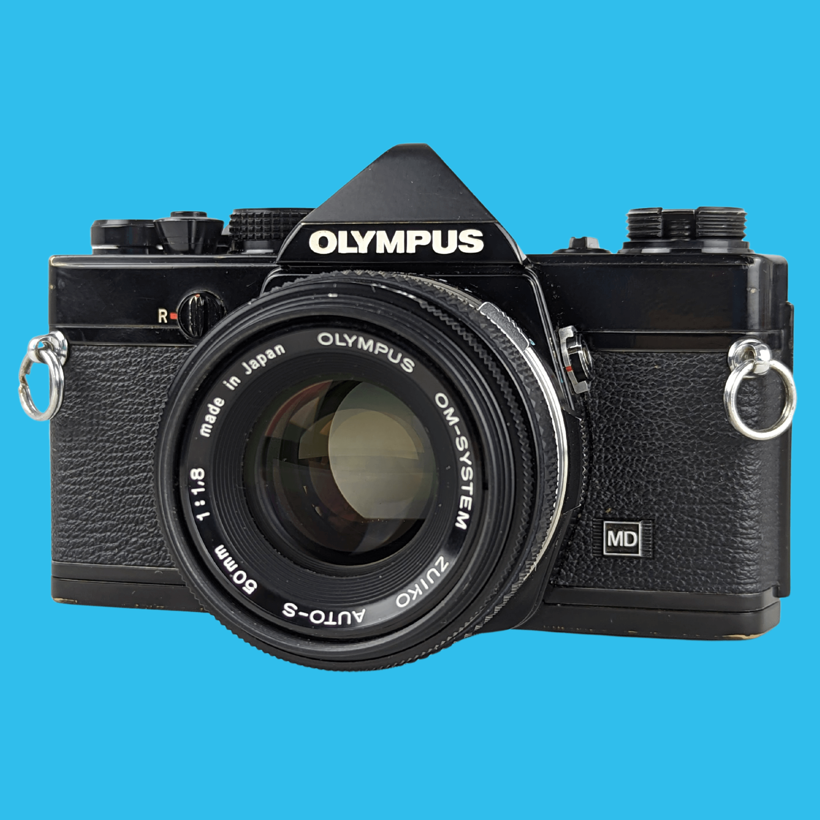 オリンパス OM ブラック 35mm SLR フィルム カメラ、f/1.8 50mm プライム レンズ付き – Film Camera Store