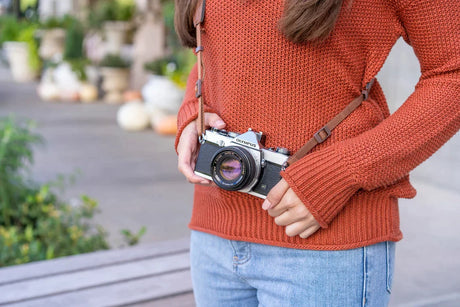 Olympus OM 1 Vintage 35mm SLR Film Camera with f/1.8 50mm Prime Lens