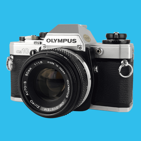 Olympus OM10 Vintage SLR 35mm Film Camera with f/1.8 50mm Prime Lens