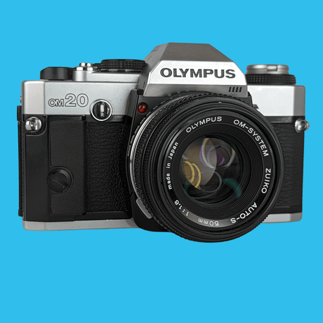 Olympus OM20 Vintage SLR 35mm Film Camera with f/1.8 50mm Prime Lens