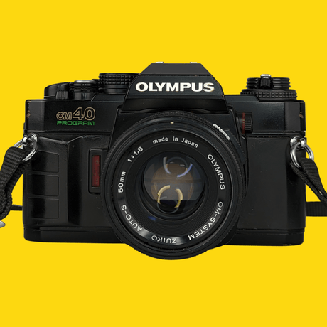 Olympus OM40 Program Black 35mm SLR Film Camera with Olympus Prime Lens