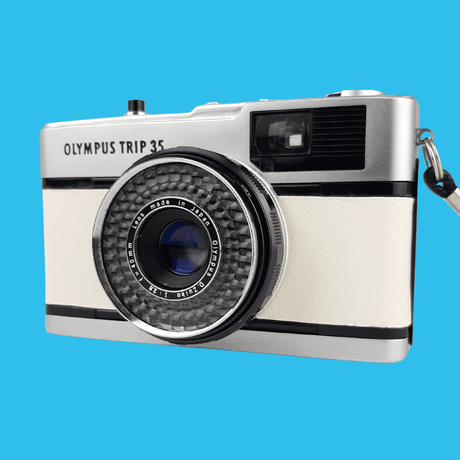 Olympus Trip 35 Custom White Leather Point and Shoot 35mm Film Camera