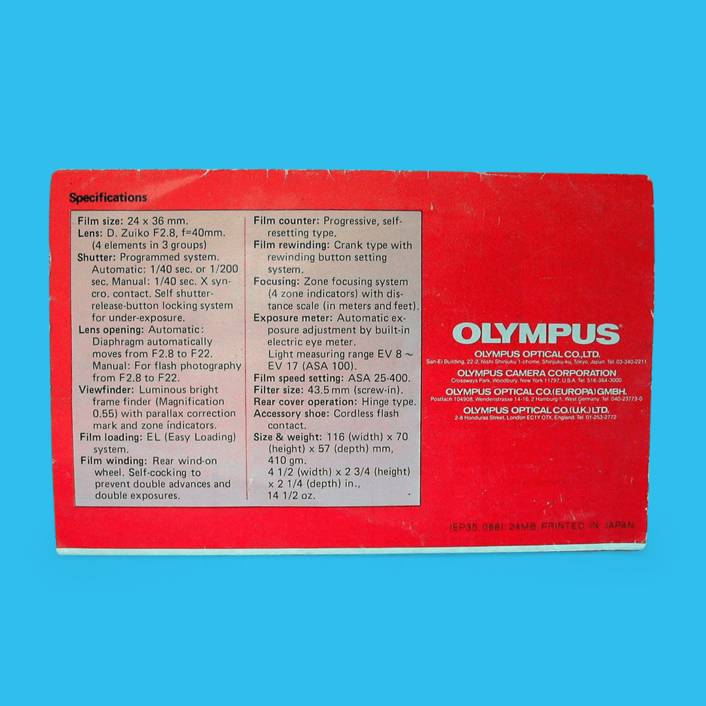 Olympus Trip 35 Original Instructions