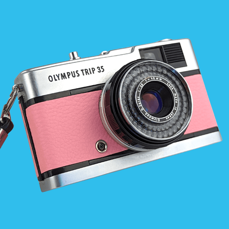 Olympus Trip 35 Pink Leather Point and Shoot 35mm Film Camera