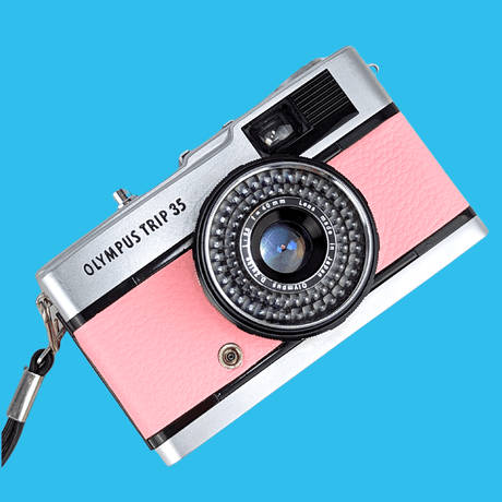 Olympus Trip 35 Pink Leather Point and Shoot 35mm Film Camera