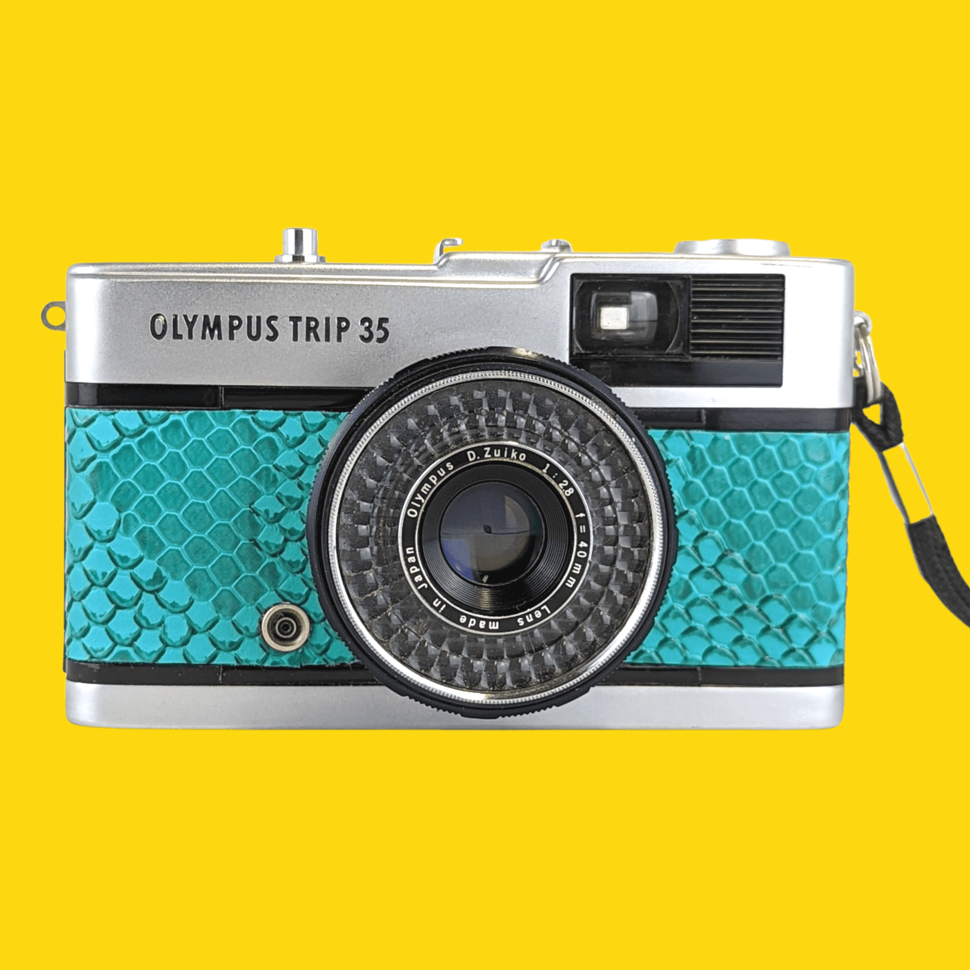 Olympus Trip 35 Turquoise Lizard Leather Point and Shoot 35mm Film Camera