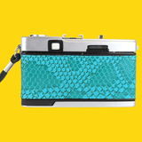 Olympus Trip 35 Turquoise Lizard Leather Point and Shoot 35mm Film Camera