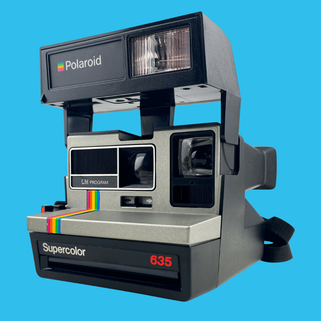 Polaroid 635 Supercolor LM Program Boxed Instant Print Camera Silver Grey  Rainbow Vintage