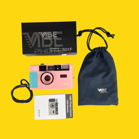 Retro VIBE 35mm Film Camera Reusable Point And Shoot - Pink