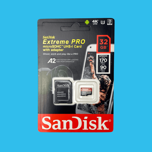 Sandisk Extreme Pro 32GB MicroSD Card With SD Card Adapter.