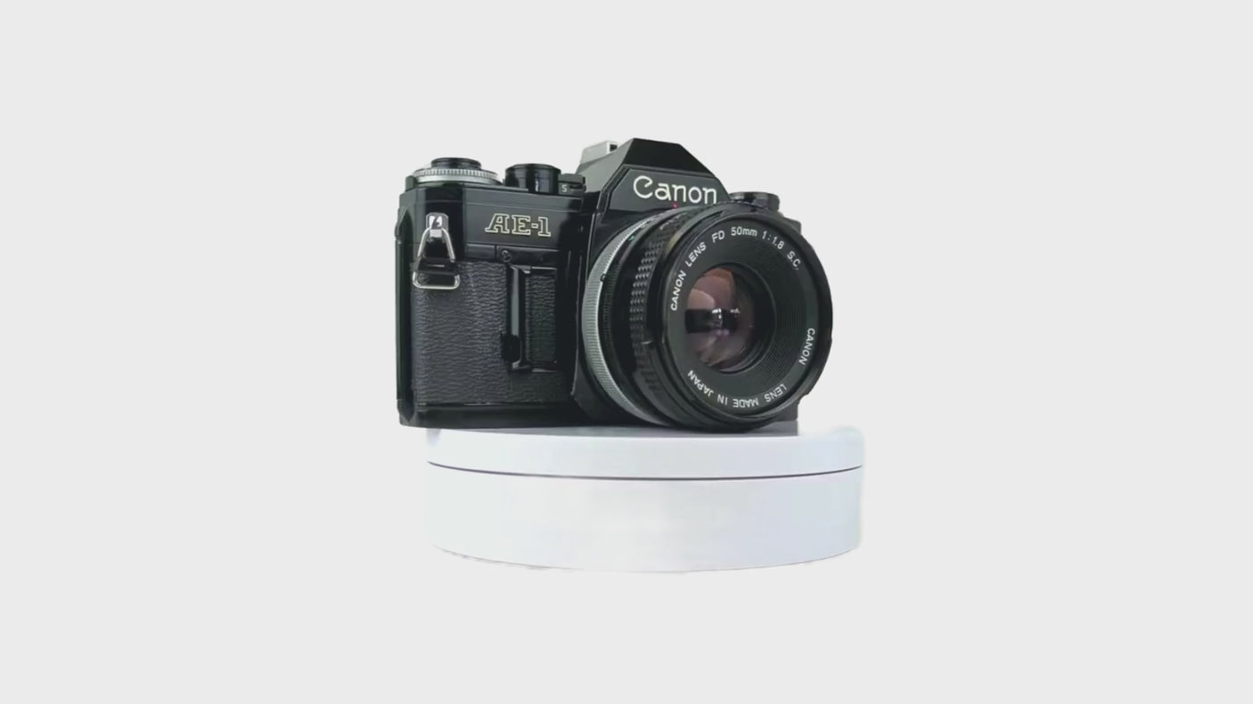 Canon AE-1 Black 35mm SLR Film Camera with Canon Prime Lens - Film Camera Store